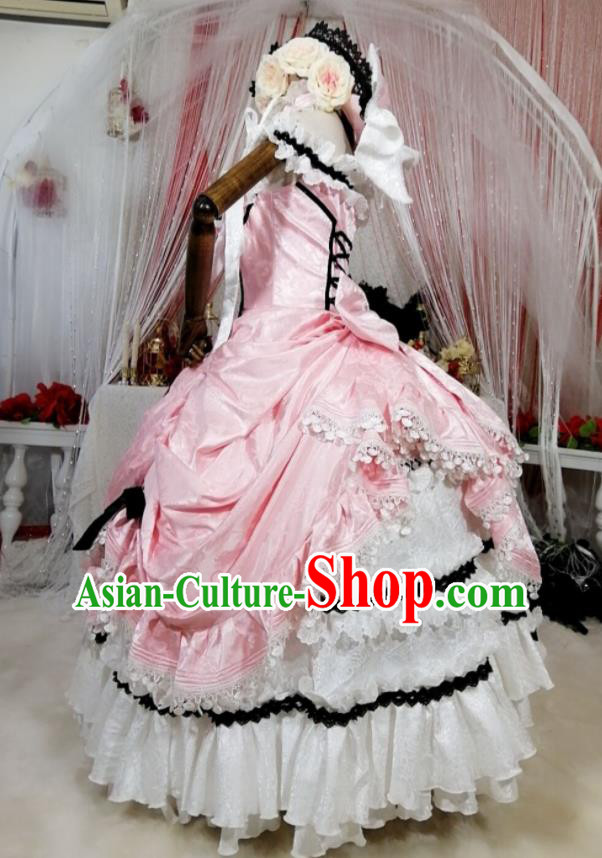 Custom Cosplay Princess Pink Dress Halloween Garment Costume European Court Woman Clothing