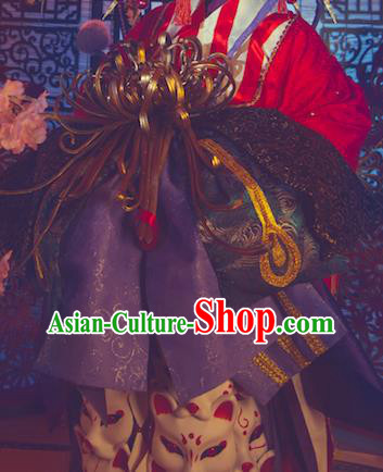 Custom Japanese Queen Kimono Clothing Cosplay Onmyoji Red Dress Halloween Garment Costume