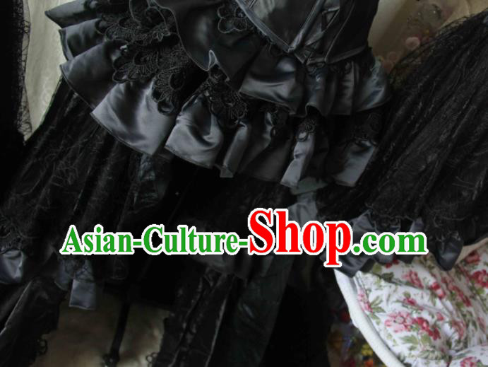 Custom Gothic Princess Clothing Cosplay Witch Black Dress Halloween Fancy Ball Garment Costume