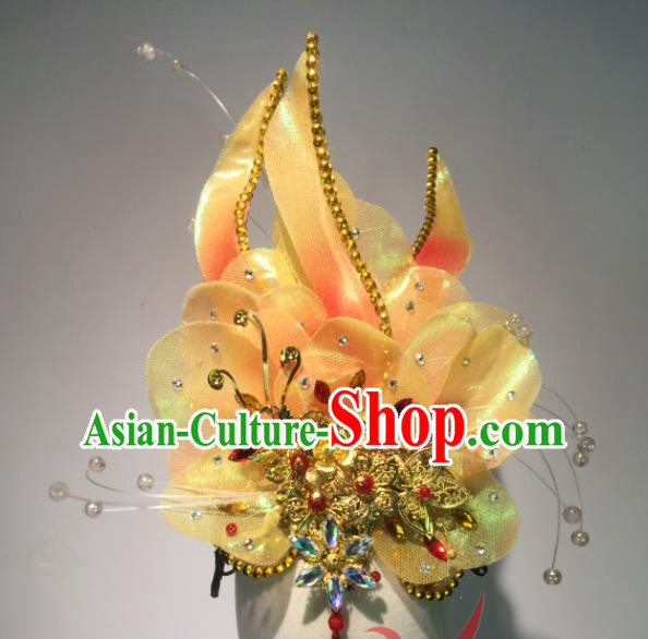 Top China Stage Performance Headpiece Spring Festival Gala Opening Dance Hair Accessories Female Group Dance Peony Hair Crown