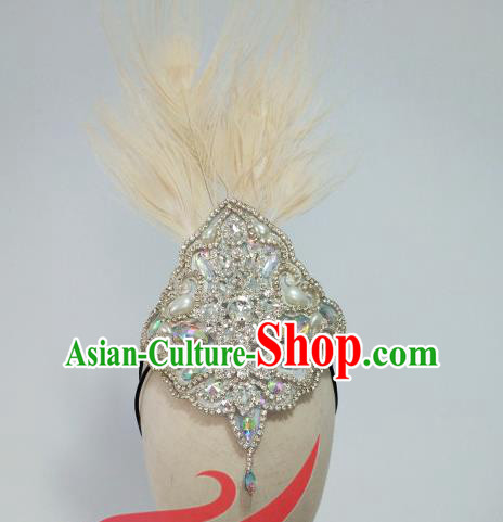 Top China Ethnic Stage Performance Headdress Dai Nationality Peacock Dance Feather Hair Crown Minority Group Dance Hair Accessories