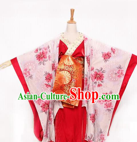 Custom Japanese Imperial Consort Clothing Cosplay Geisha Red Kimono Dress Halloween Fancy Ball Courtesan Garment Costume
