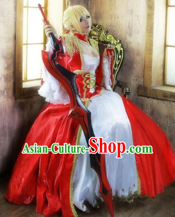 Top Grade European Princess Clothing Cosplay Queen Garment Costume Halloween Party Empress Red Dress