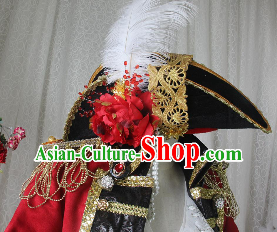 Top Halloween Cosplay Pirate Red Suits Spanish Earl Uniforms European Gentleman Garment Costumes