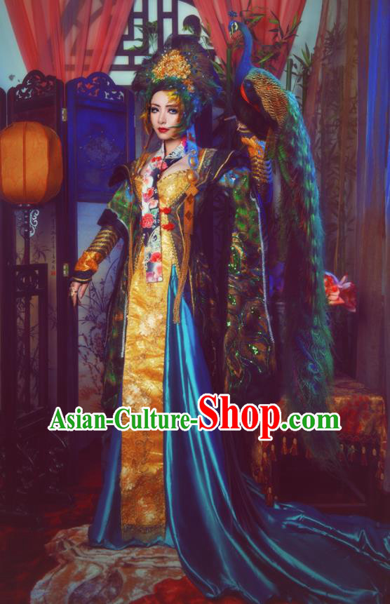 Chinese Traditional Qing Dynasty Empress Dress Ancient Queen Mother Clothing Cosplay Empress Dowager Garment Costumes