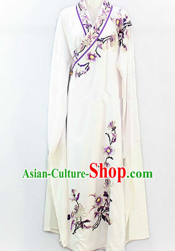 China Beijing Opera Niche Garment Huangmei Opera Scholar Embroidered White Robe Peking Opera Xiaosheng Clothing