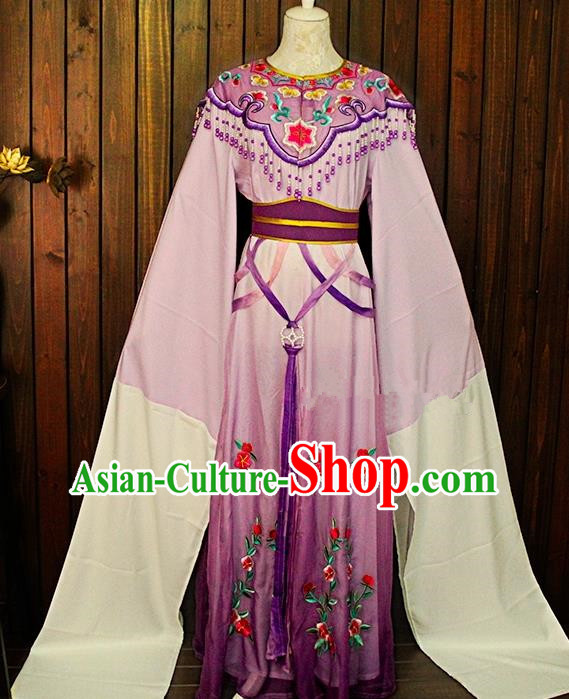 Chinese Peking Opera Hua Tan Clothing Ancient Fairy Princess Garment Costumes Traditional Fujian Opera Young Beauty Lilac Dress Outfits
