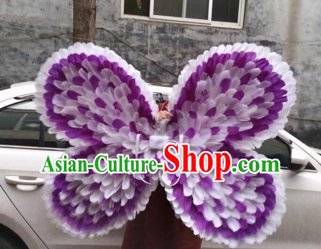 Custom Halloween Performance Props Headdress Carnival Parade Accessories Miami Catwalks Back Decorations Cosplay Angel Purple Feather Butterfly Wings