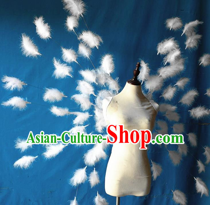 Custom Carnival Parade White Feather Accessories Miami Catwalks Back Decorations Cosplay Angel Wings Christmas Performance Props