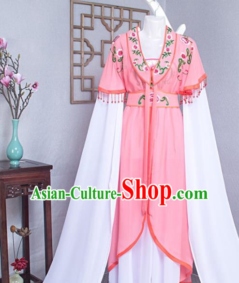 Chinese Ancient Nobility Lady Pink Dress Outfits Traditional Shaoxing Opera Garment Costume Peking Opera Hua Tan Clothing