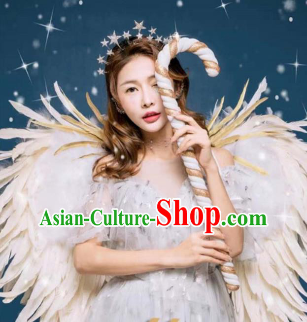 Custom Catwalks Props Christmas Day Performance Beige Feathers Angel Wings Miami Stage Show Deluxe Accessories