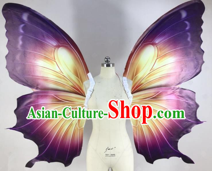 Custom Christmas Performance Butterfly Wings Miami Catwalks Back Decorations Halloween Cosplay Fairy Purple Wing Stage Show Prop Accessories