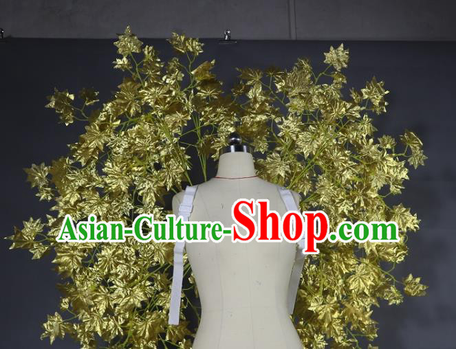 Custom Stage Performance Props Halloween Catwalks Golden Maple Leaf Wings Miami Stage Show Back Decorations Cosplay Fancy Accessories