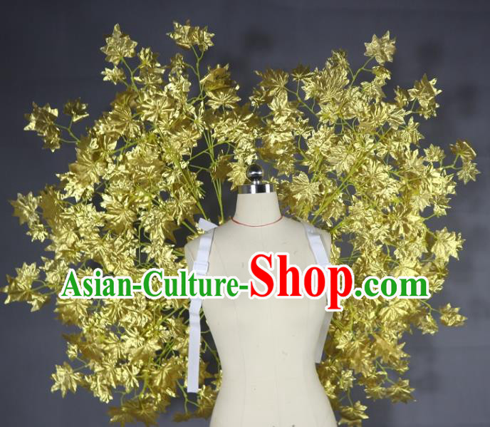 Custom Stage Performance Props Halloween Catwalks Golden Maple Leaf Wings Miami Stage Show Back Decorations Cosplay Fancy Accessories