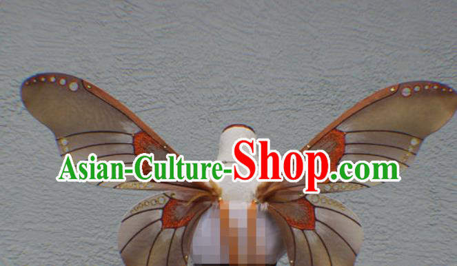 Custom Ceremony Catwalks Back Accessories Stage Show Props Halloween Cosplay Brown Butterfly Wings Miami Performance Decorations