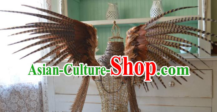 Custom Christmas Performance Brown Feather Wings Miami Catwalks Back Decorations Halloween Cosplay Wing Props Stage Show Accessories
