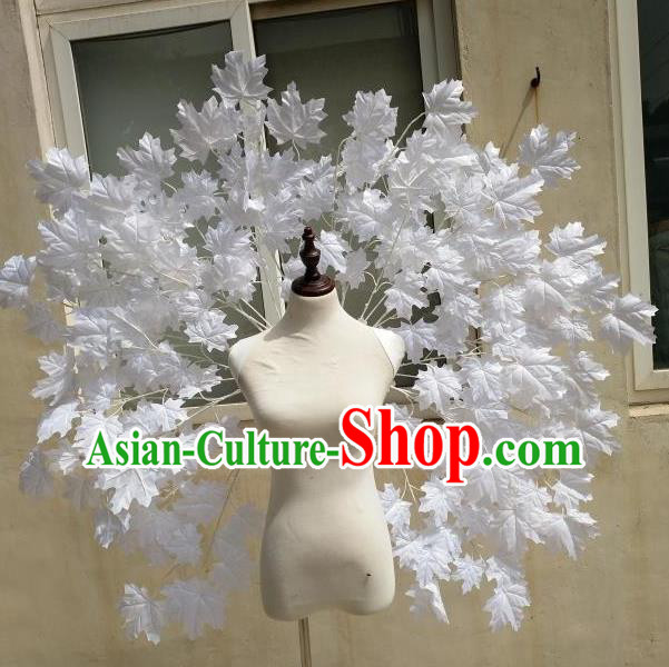 Custom Miami Stage Show Decorations Cosplay Angel White Maple Leaf Wings Halloween Fancy Ball Props Carnival Parade Accessories
