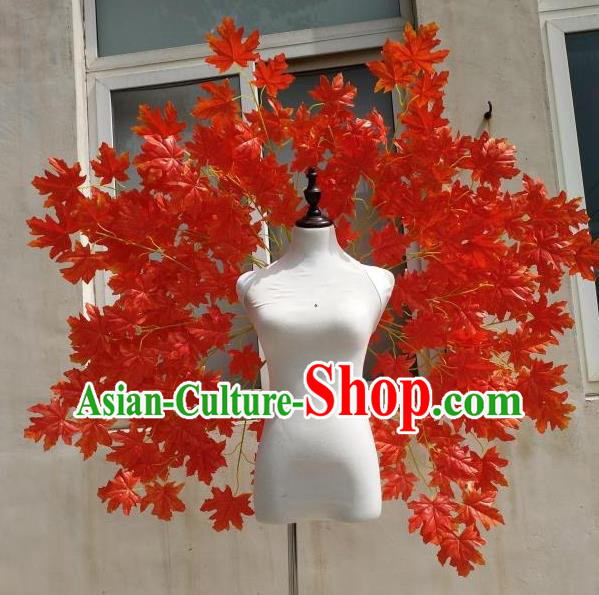 Custom Halloween Fancy Ball Props Carnival Parade Accessories Miami Stage Show Decorations Cosplay Angel Red Maple Leaf Wings