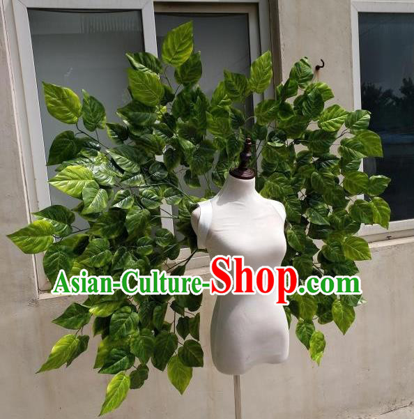 Custom Halloween Fancy Ball Wear Carnival Parade Accessories Miami Stage Show Decorations Cosplay Props Angel Green Leaf Wings