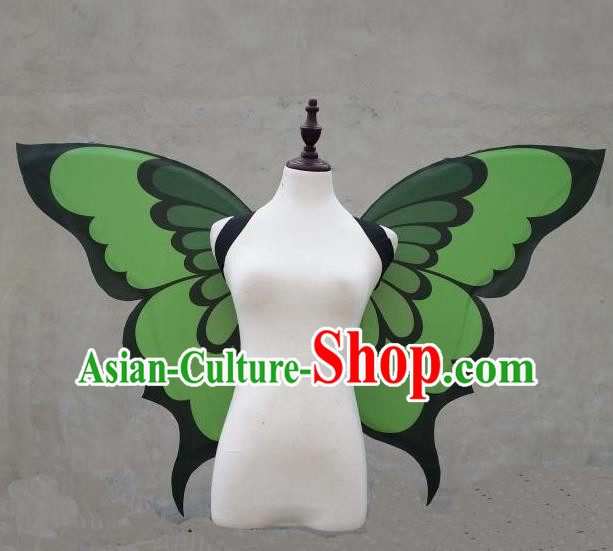 Custom Halloween Fancy Ball Wear Carnival Parade Accessories Miami Catwalks Back Decorations Cosplay Fairy Props Stage Show Green Butterfly Wings