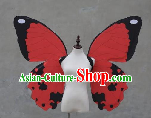 Custom Carnival Parade Accessories Miami Show Back Decorations Cosplay Butterfly Fairy Props Catwalks Red Wings Halloween Fancy Ball Wear