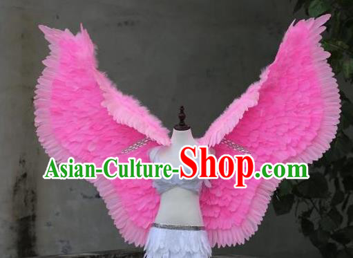 Custom Miami Show Back Decorations Cosplay Pink Feather Angel Wings Catwalks Model Props Halloween Fancy Ball Accessories Carnival Parade Wear