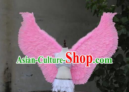 Custom Halloween Fancy Ball Accessories Carnival Parade Wear Miami Show Back Decorations Cosplay Pink Feather Angel Wings Catwalks Model Props