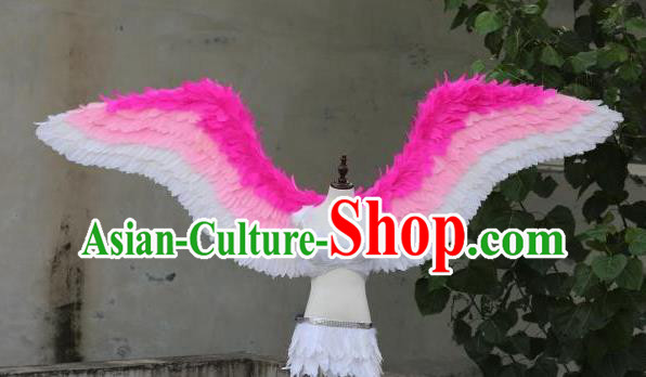 Custom Cosplay Fancy Ball Back Decorations Model Show Props Halloween Catwalks Wear Carnival Parade Accessories Miami Angel Pink Feathers Wings