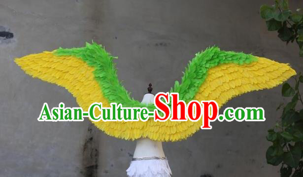 Custom Miami Angel Yellow Feathers Wings Cosplay Fancy Ball Back Decorations Model Show Props Halloween Catwalks Wear Carnival Parade Accessories