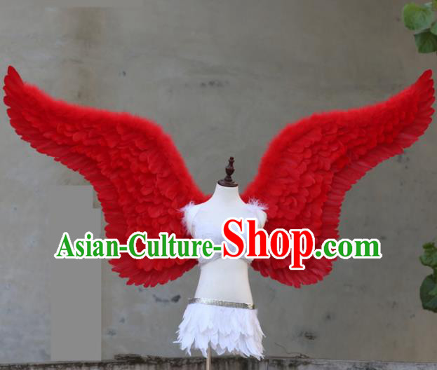 Custom Fancy Ball Deluxe Decorations Stage Show Props Halloween Cosplay Wear Carnival Parade Back Accessories Miami Angel Red Feathers Wings