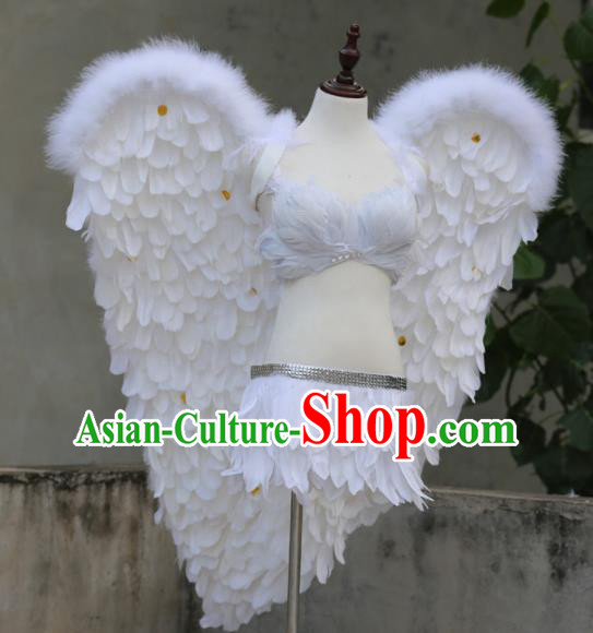 Custom Miami Angel White Feathers Wings Fancy Ball Deluxe Decorations Stage Show Props Halloween Cosplay Wear Carnival Parade Back Accessories