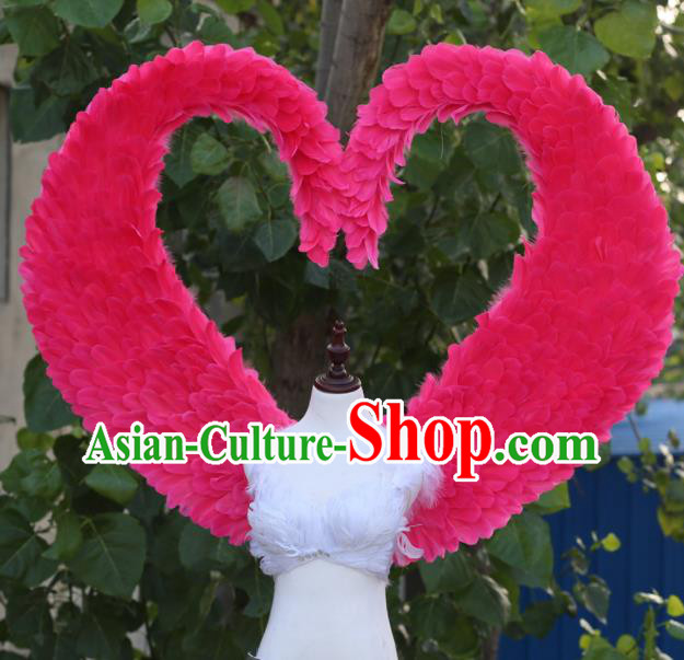Custom Miami Angel Rosy Feather Wings Halloween Cosplay Decorations Stage Show Props Opening Dance Wear Carnival Parade Back Accessories