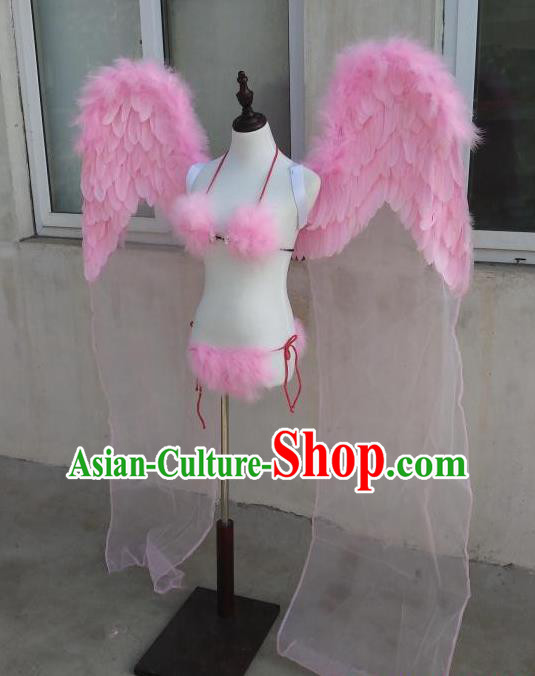 Custom Stage Show Giant Props Opening Dance Wear Carnival Parade Back Accessories Miami Angel Pink Feather Wings Halloween Cosplay Decorations
