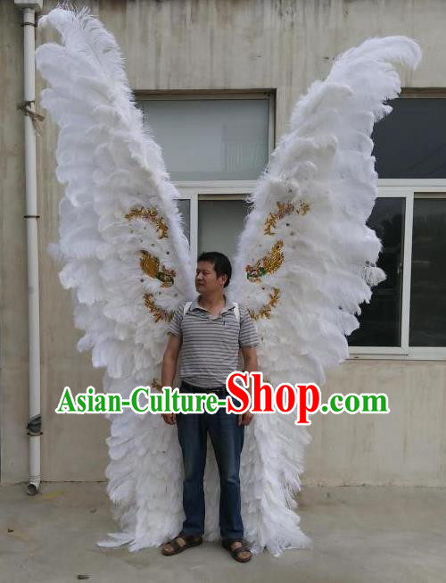 Custom Miami Angel Giant Feather Wings Halloween Cosplay Decorations Stage Show Deluxe Props Opening Dance Wear Carnival Parade Back Accessories