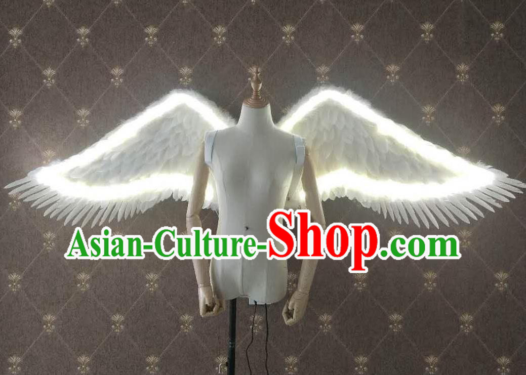 Custom Cosplay Angel Feather Wings Halloween Performance Decorations Stage Show LED Props Opening Dance Wear Miami Parade Accessories