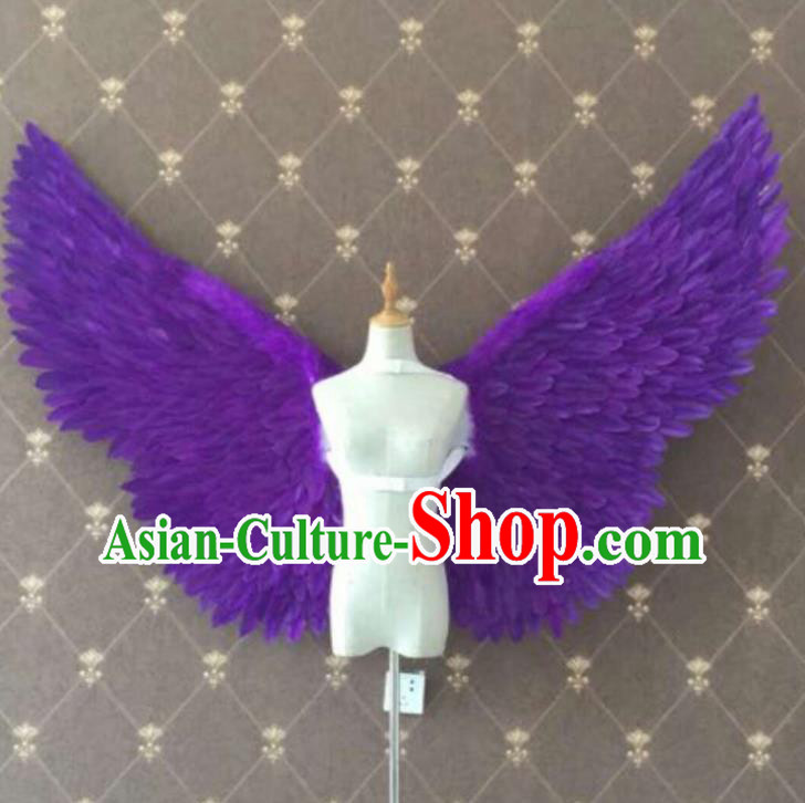 Custom Opening Dance Angel Wear Miami Show Accessories Christmas Purple Feathers Wings Halloween Performance Decorations Stage Show Props