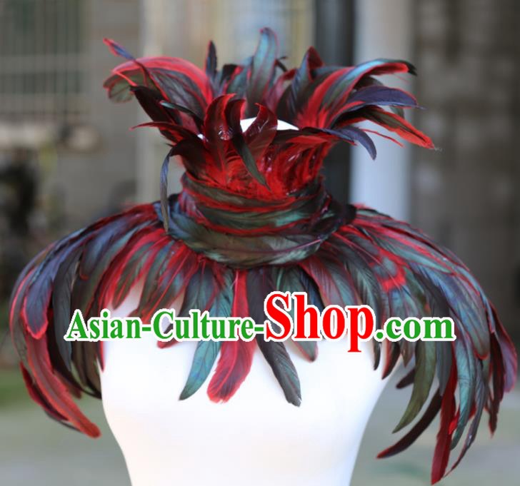 Top Brazilian Carnival Headdress Samba Dance Feather Shoulder Accessories Miami Catwalks Cappa Stage Show Prop