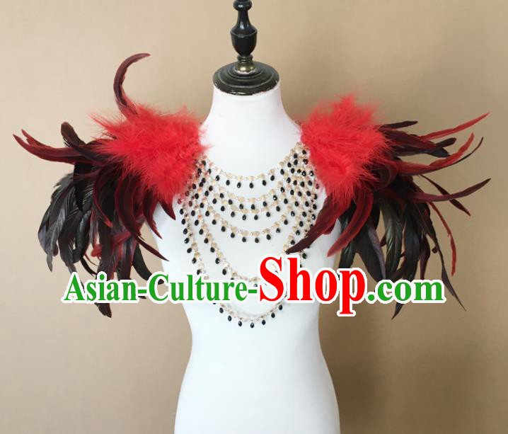 Top Miami Catwalks Decorations Stage Show Prop Brazilian Carnival Epaulet Samba Dance Feather Shoulder Accessories