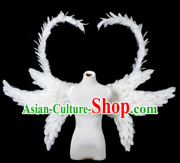 Custom Carnival Parade Accessories Miami Stage Show White Feather Wear Christmas Catwalks Props Opening Dance Butterfly Wings