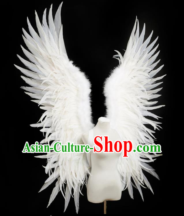 Custom Opening Dance Props Carnival Parade White Feather Wings Miami Stage Performance Wear Christmas Catwalks Giant Wings