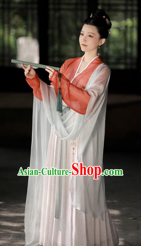 China Song Dynasty Palace Lady Historical Clothing Traditional Court Woman Hanfu Dress Ancient Garment Costumes