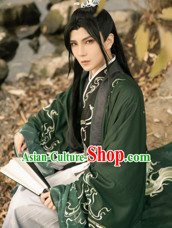 China Ming Dynasty Swordsman Historical Clothing Traditional Embroidered Hanfu Garments Ancient Young Male Costumes