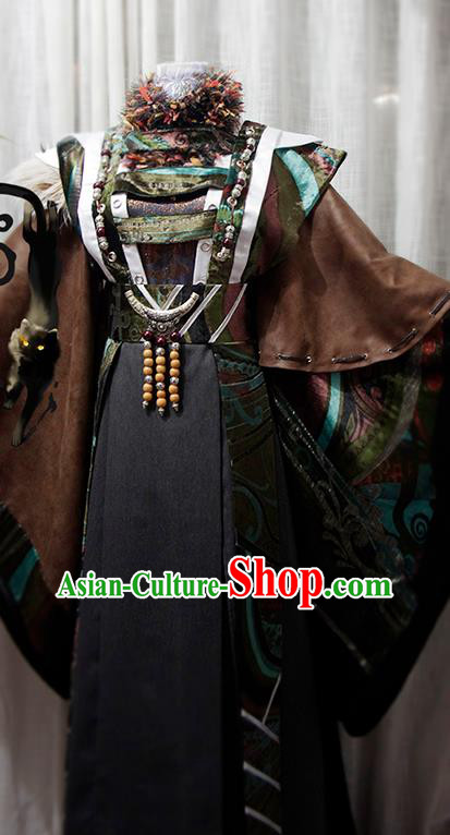 Chinese Ancient Emperor Brown Robe Uniforms Traditional Cosplay King Clothing Puppet Show Swordsman Feng Xiaoyao Garment Costumes