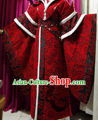 Chinese Traditional Cosplay Swordsman Clothing Puppet Show Prince Xuan Tong Garment Costumes Ancient Noble Childe Red Robe Uniforms