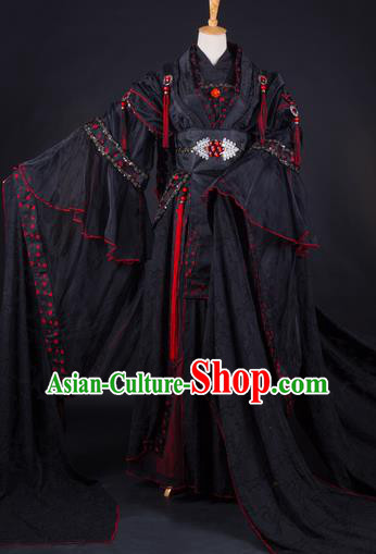China Ancient Imperial Concubine Clothing Cosplay Princess Black Dress Outfits Traditional Puppet Show Swordswoman Feng Cailing Garment Costumes