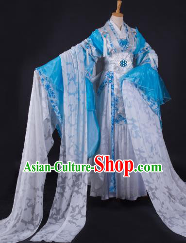 China Cosplay Fairy Blue Dress Outfits Traditional Puppet Show Princess Feng Cailing Garment Costumes Ancient Swordswoman Clothing