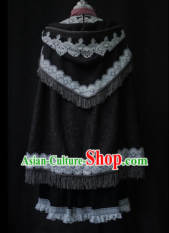 Top Byzantium Court Lady Clothing Cosplay Queen Black Dress Gothic Royal Princess Garment Costume