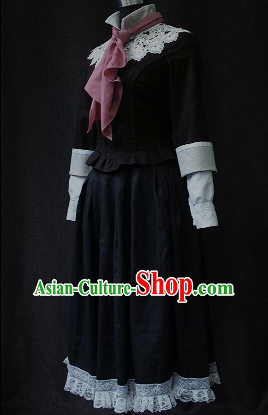 Top Byzantium Court Lady Clothing Cosplay Queen Black Dress Gothic Royal Princess Garment Costume
