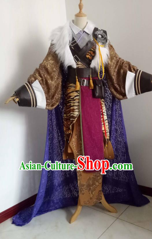 Chinese Ancient Swordsman Brown Uniforms Traditional Cosplay Royal Highness Clothing Thunderbolt Fantasy Juan Canyun Garment Costumes