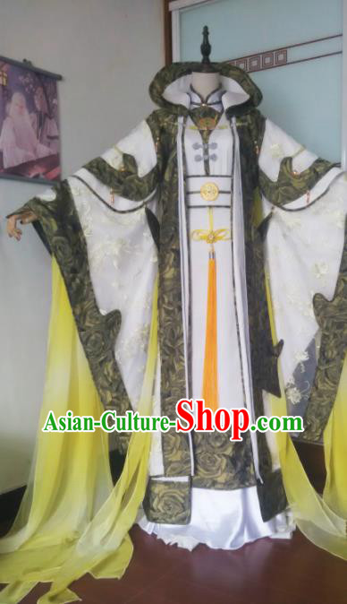 Chinese Ancient Emperor Uniforms Traditional Cosplay Monarch Su Huanzhen Clothing Puppet Show Swordsman Garment Costumes